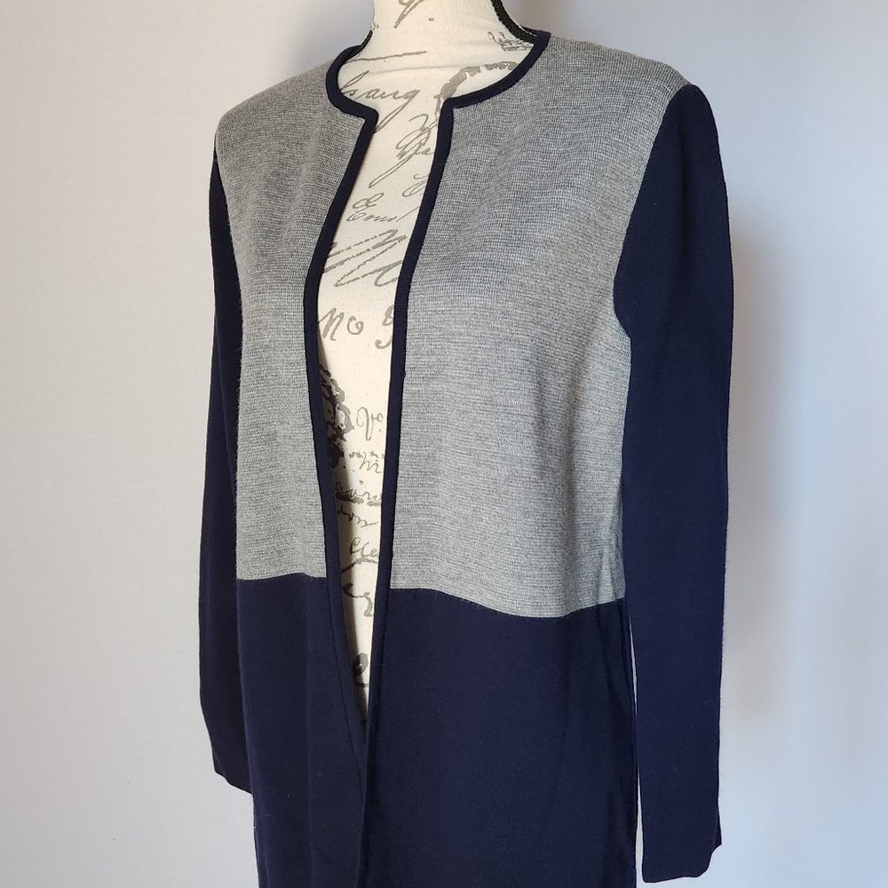 Euc Talbots Merino Wool Blend Open Long-Cardigan … - image 5